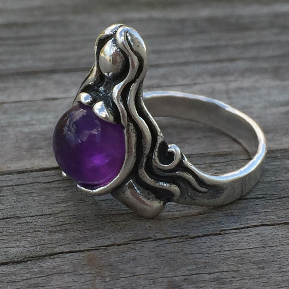 Goddess Abundance Ring Sterling Silver w/ Amethyst - Picture 4 of 16